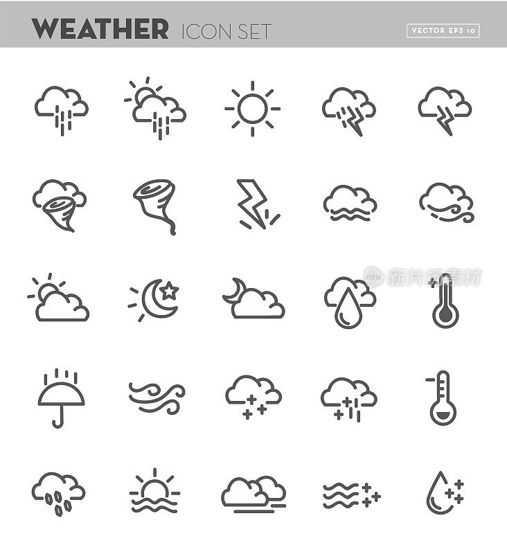 Weather Flat Simple outline Design Icon set